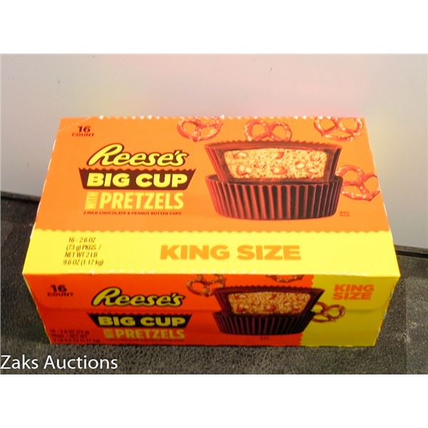 CASE OF 16 REESES BIG CUPS BARS WITH PRETZELS LOT 1