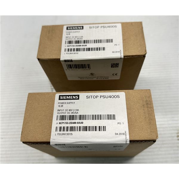 (2) New Factory Sealed Siemens #6EP1733-2BA00-0AA0 SITOP PSU400S Power Supplies