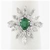 Image 1 : Vintage 18k White Gold 2.24 ctw Pear Emerald Marquise Diamond Spray Cocktail Rin