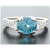 Image 5 : NEW 18k White Gold 3.91 ctw Oval Brilliant Blue Zircon Diamond Accents Ring Sz 6