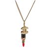 Image 3 : Chanel CC Lipstick Pendant Necklace Gold Black Red Metal, Enamel
