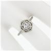 Image 3 : Antique Art Deco 18k White Gold 0.36 ctw Round Diamond Solitaire Open Hexagon Ri