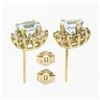 Image 4 : NEW 14k Yellow Gold 2.12 ctw Round Aquamarine Diamond Halo Cluster Stud Earrings