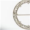 Image 5 : Antique Art Deco 14k White Gold Filigree Circle Wreath Floral Ribbon Brooch Pin