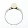 Image 7 : Antique Art Deco .900 Platinum Cultured Pearl Solitaire Single Cut Diamond Ring