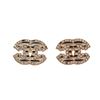 Chanel Gold Black Rhinestone CC Earrings