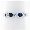 Image 1 : New 14K Gold .89 ctw Round Brilliant Diamond Sapphire U Setting Wedding Band Rin
