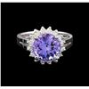 Image 2 : 14KT White Gold 4.76 ctw Tanzanite and Diamond Ring