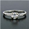 Image 2 : Antique Art Deco Platinum .65 ctw Transitional Diamond Engagement Ring w/ Accent