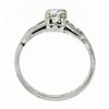 Image 8 : Antique Art Deco Platinum .65 ctw Transitional Diamond Engagement Ring w/ Accent
