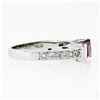 Image 5 : 18k White Gold 2.05 ctw Emerald Cut Pink Tourmaline & Round Diamond Band Ring