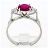 Image 8 : Vintage 18K White Gold Old Cut Red Stone Solitaire & 0.22 ctw Diamond 3 Stone Ri