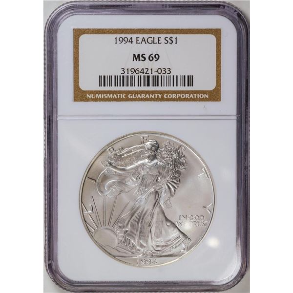 1994 American Silver Eagle .999 Fine Silver Dollar Coin NGC MS69