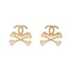 Image 1 : Chanel Coco Crossbone Earrings Gold Plated Metal