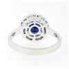 Image 7 : 18k White Gold 1.55 ctw Round Blue Sapphire Solitaire & Diamond Halo Cluster Rin