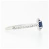 Image 5 : Petite 14K White Gold 1.01 ctw Round Sapphire Solitaire Diamond Halo Promise Rin