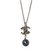 Image 4 : Chanel Blue Faux Pearl & CC Pendant Necklace