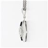 Image 4 : 14k White Gold GIA Emerald Cut Diamond & Trillion Sapphire 19" Pendant Necklace