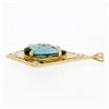 Image 4 : Large 14k Yellow Gold Tear Drop London Blue Topaz & Round Diamond Kite Pendant
