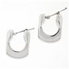 Image 4 : Unique Italian 14K White Gold Puffed Geometric High Polished Snap Huggie Earring