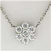 Image 2 : New 14K White Gold 1.05 ctw G VS1 Diamond Petite Flower Cluster Pendant Necklace