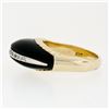 Image 6 : Vintage 14K Yellow Gold .13 ctw Pave Diamond & Domed Custom Cut Black Onyx Ring