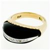 Image 9 : Vintage 14K Yellow Gold .13 ctw Pave Diamond & Domed Custom Cut Black Onyx Ring