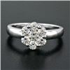 Image 2 : 18K White Gold 0.84 ctw Ideal Round Brilliant Cut Diamond Flower Cluster Ring