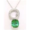 Image 2 : NEW 18k Gold 3.85 ctw Fiery Blue Green Tourmaline & Diamond Dangle Pendant & Cha