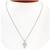 Image 1 : Petite 18K White Gold .37 ctw Round & Baguette Cut Diamond Cross Pendant w/ Chai