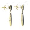 Image 3 : Antique 14k Gold & Platinum Round & Oval Black Onyx Wheat Work Dangle Earrings