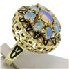 Image 6 : Vintage 14k Yellow Gold Oval Opal Diamond & Black Enamel Ladies Cocktail Ring