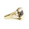 Image 5 : Vintage 14k Yellow Gold Pearl & Blue Stone Open 3 Row Prong Wide Statement Ring