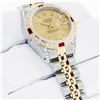 Image 3 : Rolex Ladies 2T Quickset Champagne Dial Diamond Lugs & Ruby Bezel Datejust