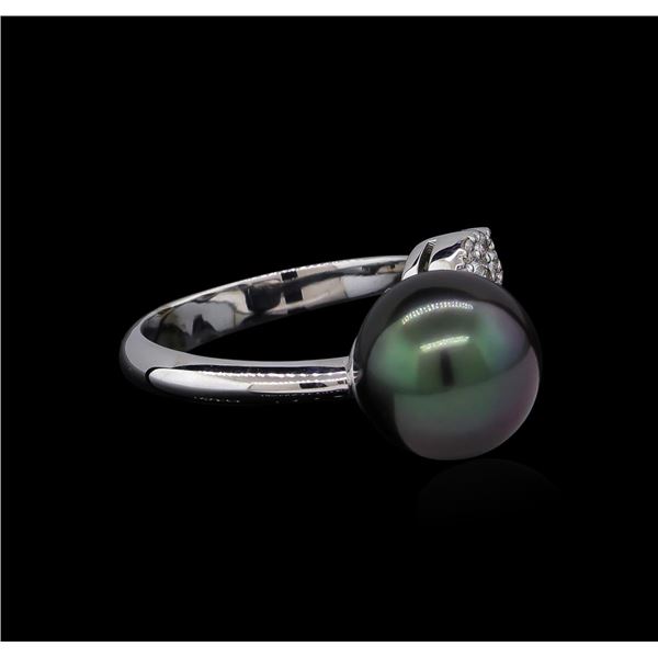 0.37 ctw Pearl and Diamond Ring - 14KT White Gold