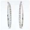 Image 1 : Solid 14K White Gold 1.50 ctw Round Brilliant Diamond Circle Hoop Snap Earrings