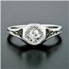 Image 2 : Antique Art Deco 14k Gold 0.36 ctw European Diamond Solitaire Open Filigree Ring