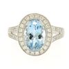 Image 1 : New Modern 18K White Gold 3.07 ctw Oval Aquamarine Diamond Sylvie Split Shank Ri