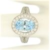 Image 2 : New Modern 18K White Gold 3.07 ctw Oval Aquamarine Diamond Sylvie Split Shank Ri