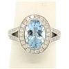 Image 5 : New Modern 18K White Gold 3.07 ctw Oval Aquamarine Diamond Sylvie Split Shank Ri