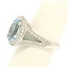 Image 6 : New Modern 18K White Gold 3.07 ctw Oval Aquamarine Diamond Sylvie Split Shank Ri