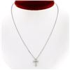 Image 1 : Petite 14k White Gold 0.13 ctw Shared Prong Round Brilliant Diamond Cross Pendan