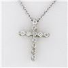 Image 2 : Petite 14k White Gold 0.13 ctw Shared Prong Round Brilliant Diamond Cross Pendan