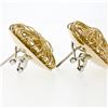 Image 6 : New Solid 14K Yellow Gold Large Round Tangled Wire Button Omega Back Earrings