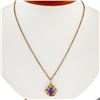Image 1 : Vintage 14K Yellow Gold 1.75 ctw Oval Amethyst w/ Open Twisted Wire Frame Pendan