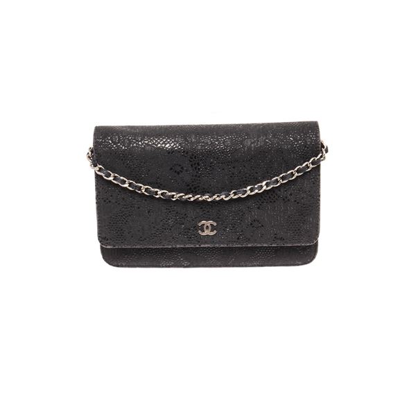 Chanel WOC wallet crossbody dark blue fabric