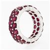 Image 7 : 14K White Gold Round Brilliant Red Stone Dual Row Eternity Wide Band Ring Sz 6
