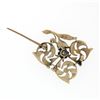 Image 4 : Antique Victorian 14k Gold 0.16 ctw Diamond & Seed Pearl Open Flower Brooch Pin