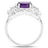 Image 3 : Plated Rhodium 1.15ct Amethyst and White Zircon Ring