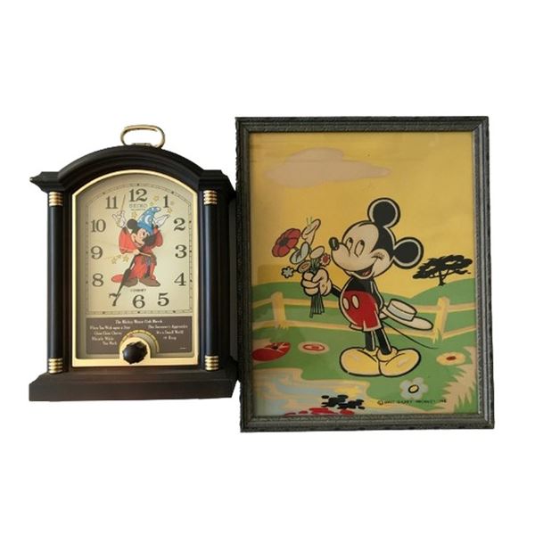 Walt Disney Alarm Clock and Painting